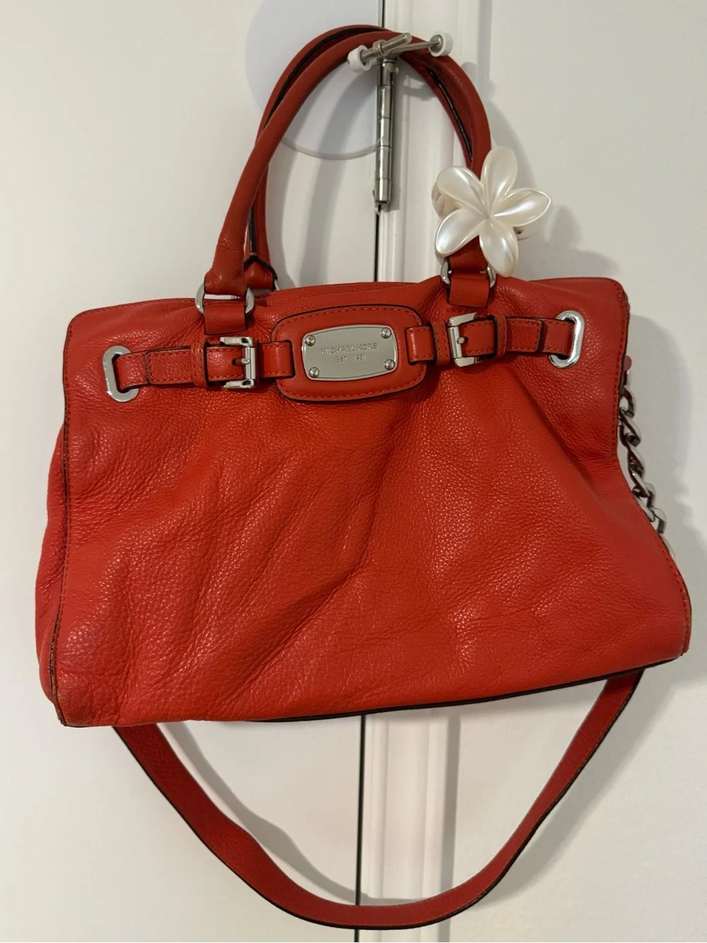Michael Kors Orange-Red Leather Shoulder Bag